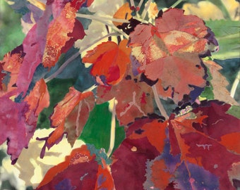 Prêt à accrocher | Art Print Giclee impression d’un tableau sur toile intitulé « Feuilles d’automne ».