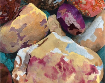 Prêt à accrocher | Art Print Giclee impression d’un tableau sur toile intitulé « Holy Boulders ».