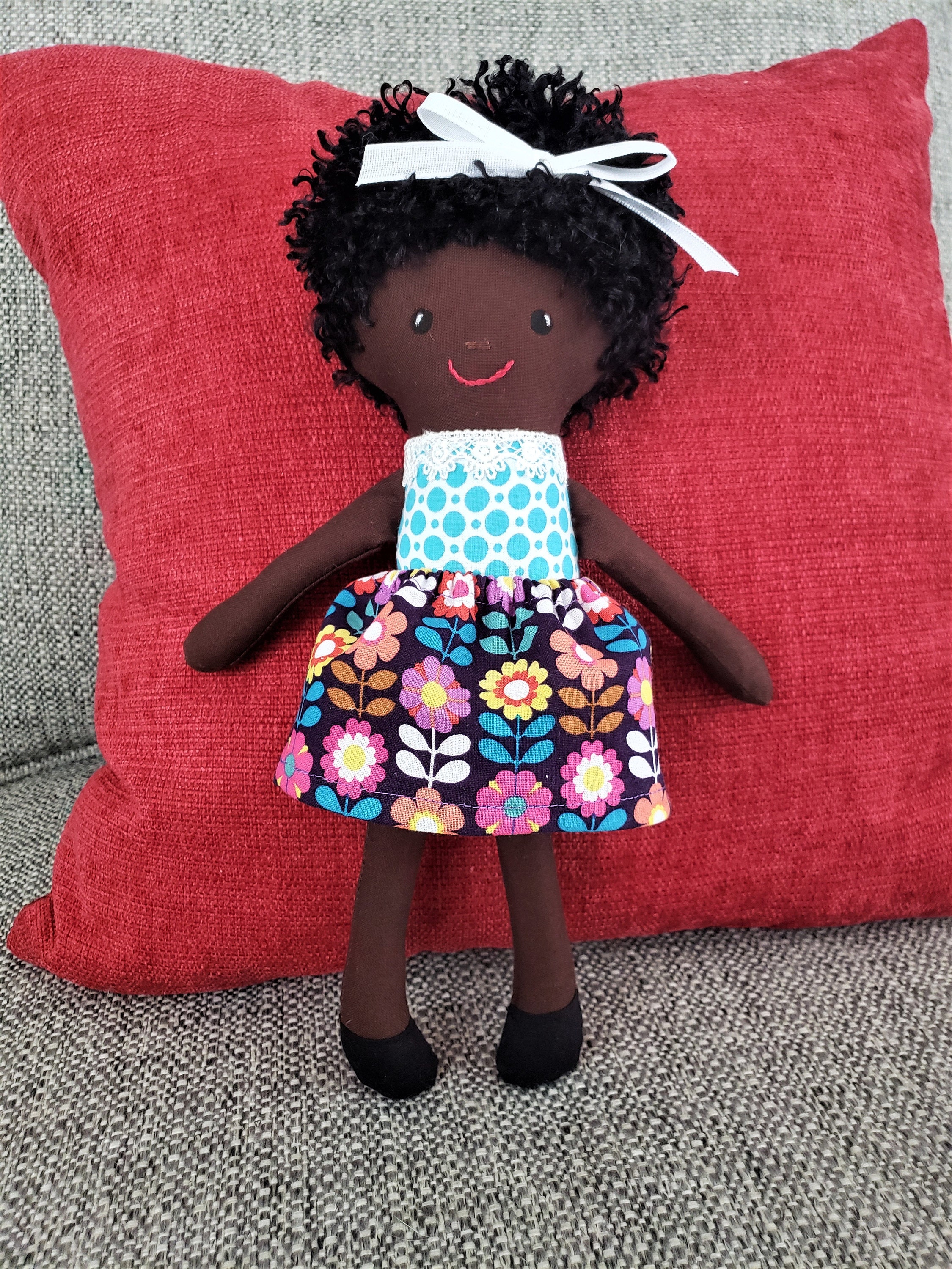 Handmade African American cloth doll black skin rag doll 12 | Etsy