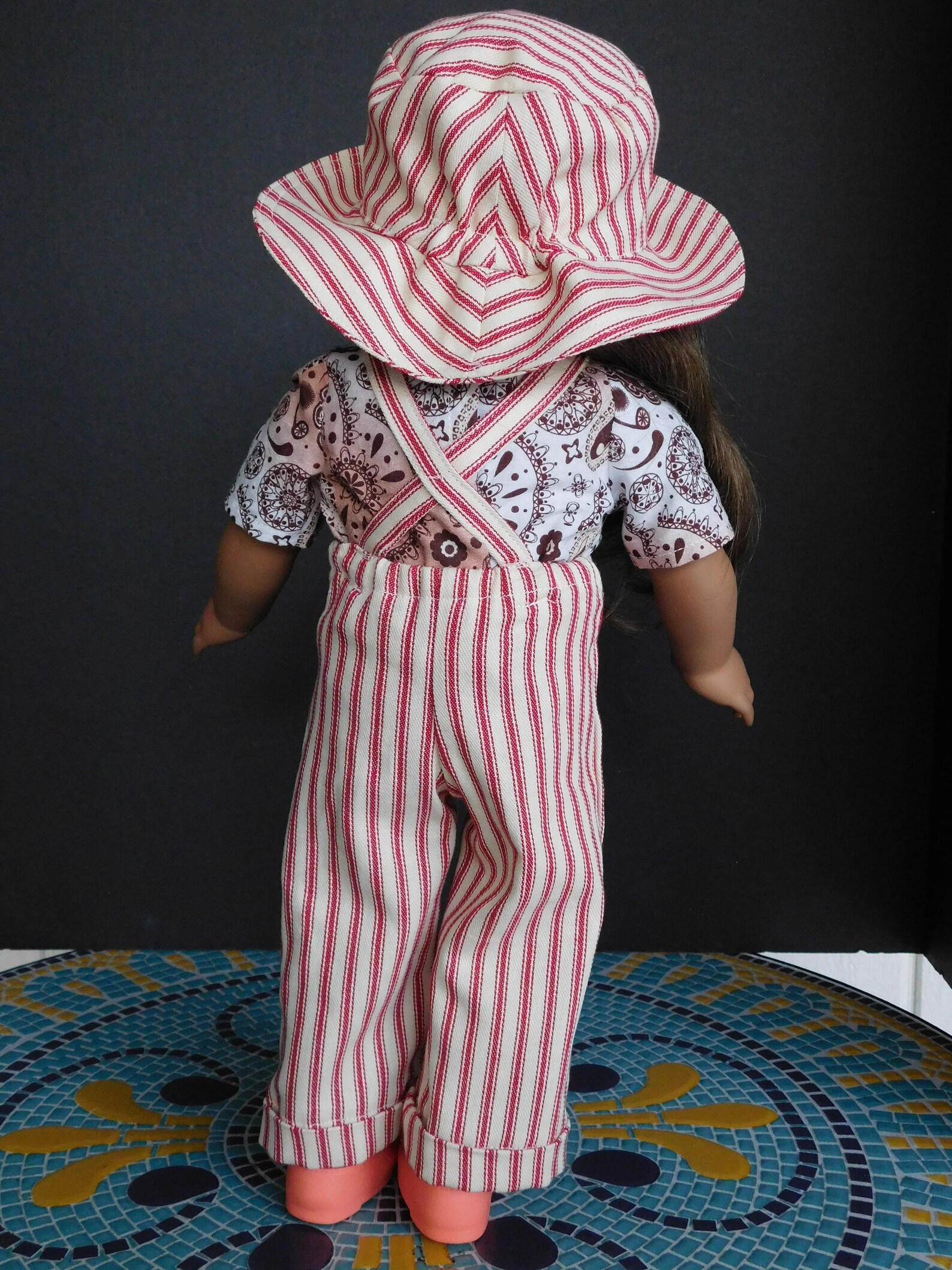 Handmade 3 piece overall Set for American Girl Doll red Etsy