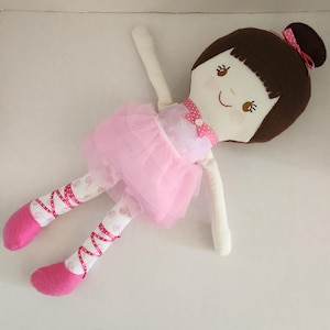 Handmade Ballerina Rag Doll: 18&quot; Cotton Doll with Pink Tulle Tutu