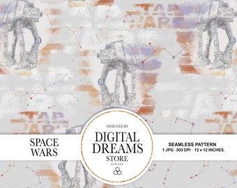 Papel de Star Wars: patrones de papel digital "STAR WARS DREAMS", papel para scrapbooking, Star Wars instantáneo, patrón sin costuras, Star Wars sin costuras