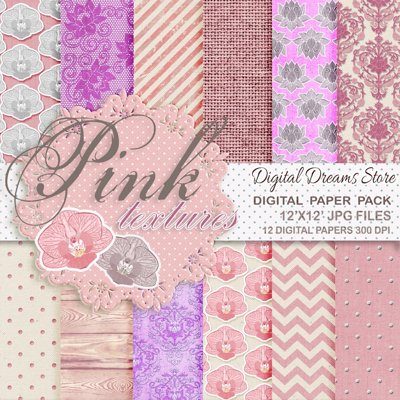 Pink Digital Paper pink Textures Floral Digital Paper, Pink Scrapbook