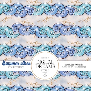 Seamless summer pattern - Watercolor Scrapbook Papers - Seamless Patterns - Digital Background - Printable Paper Set - Summer pattern