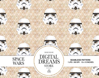 Papel de Star Wars: patrones de papel digital "STAR WARS DREAMS", Storm trooper, Star Wars instantáneo, Patrón sin costuras, Star Wars sin costuras