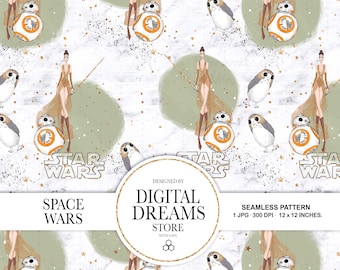 Papel de Star Wars: patrones de papel digital "STAR WARS DREAMS", Storm trooper, Star Wars instantáneo, Patrón sin costuras, Star Wars sin costuras