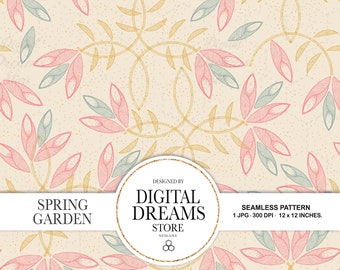 Papel floral sin costuras - Papeles de álbum de recortes de acuarela - Patrones sin costuras - Fondo digital - Juego de papel imprimible - Patrón floral
