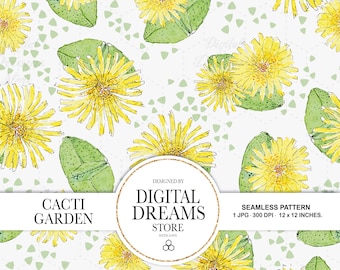 Seamless cactus pattern - Watercolor Scrapbook Papers - Seamless Patterns - Digital Background - Printable Paper Set - Floral pattern