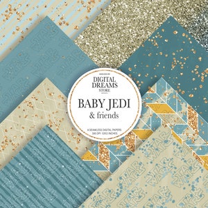 BABY JEDI & FRIENDS Papel básico, Seamless pattern, Star Wars, Papel digital, Mandalorian, Surface Patterns, Planner stickers.
