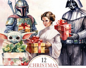 Cliparts de Navidad de STAR WARS, pegatinas del planificador, imágenes prediseñadas de Baby joda, imágenes prediseñadas de Darth Vader, planificador de Star Wars.