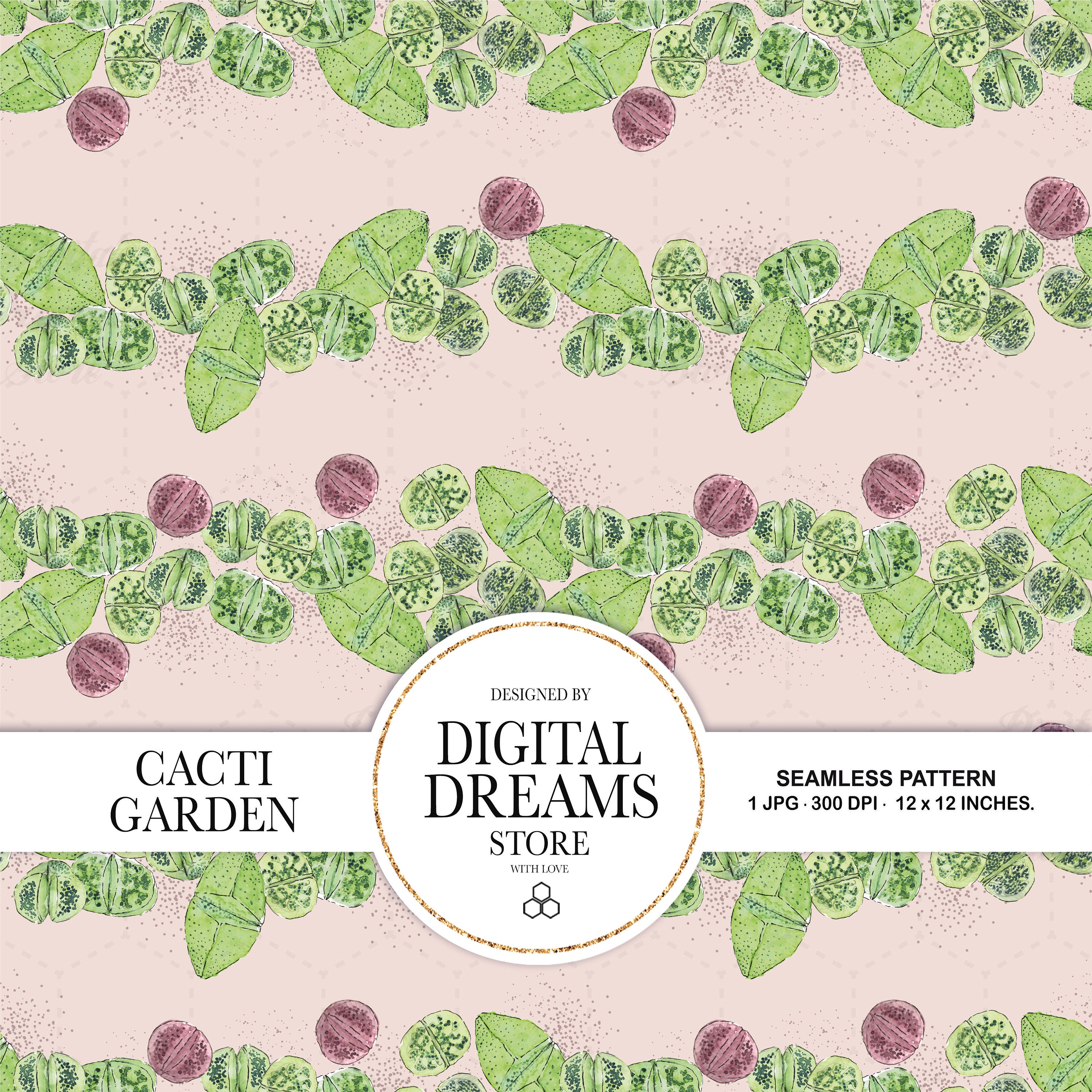 Seamless cactus pattern - Watercolor Scrapbook Papers - Seamless Patterns - Digital Background - Printable Paper Set - Floral pattern