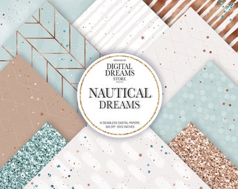 Nautical Digital Basic Papers, Sea Seamless Patterns, Summer Fashion Planner, Sea Summer, Boat, Underwater, Sailor, Anchor, Ocean Stars
