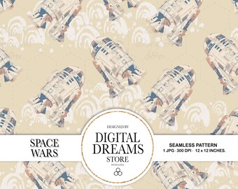 Papel de Space Wars: patrones de papel digital "STAR WARS", papel scrapbooking, instantáneo de Star Wars, patrón sin fisuras, Darth Vader, yoda, jedi