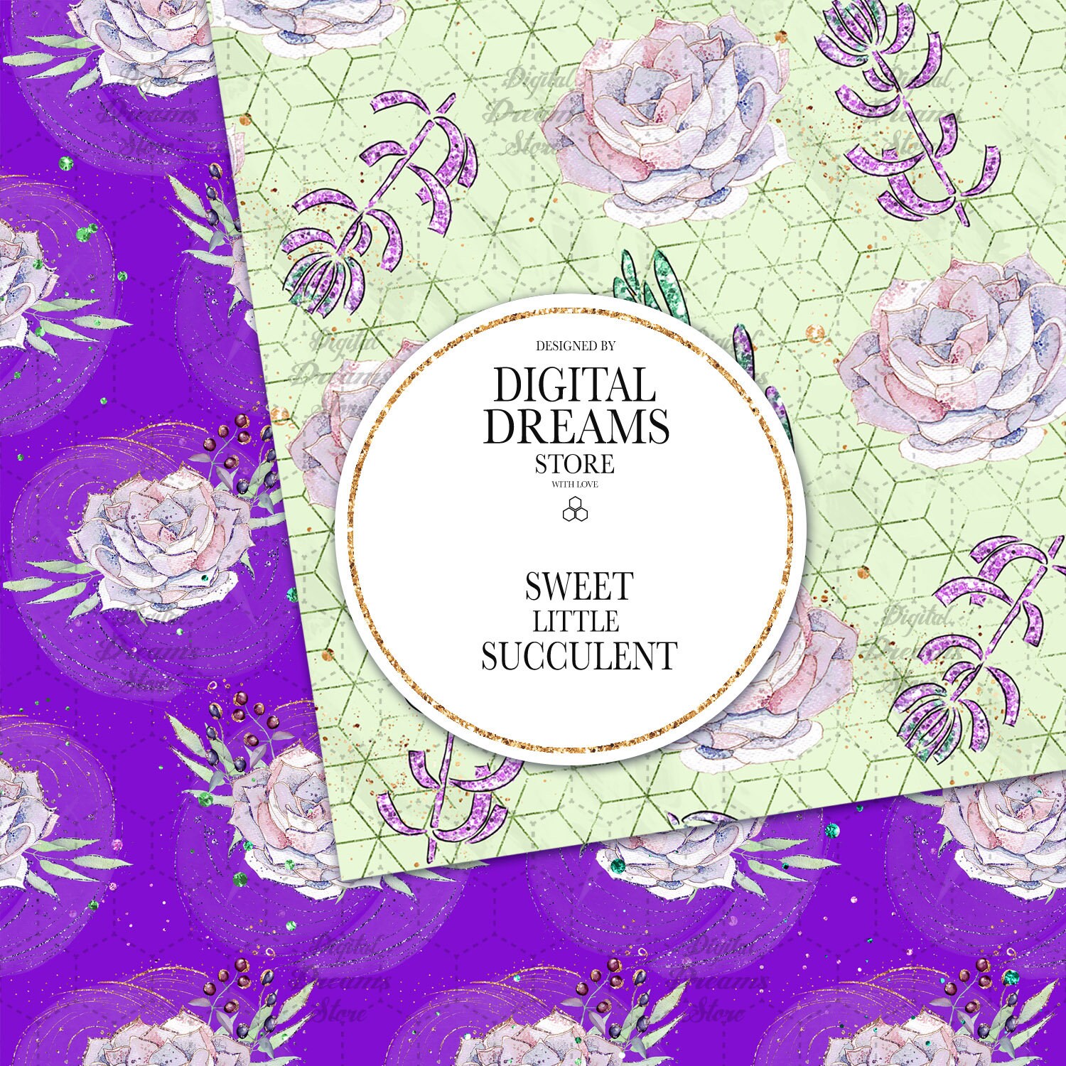Succulent Digital Paper Pack, Seamless Pattern, Surface Pattern ...
