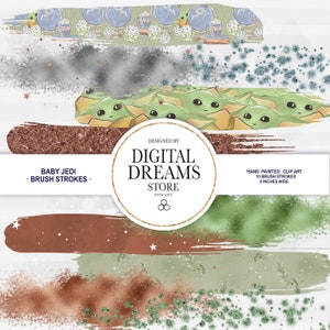 STAR WARS Brush Strokes, Clip Art, Gold, Jedi, green, Glitter, Digital, Graphics, Planner Supplies, Blogger.