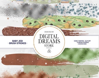 STAR WARS Brush Strokes, Clip Art, Gold, Jedi, green, Glitter, Digital, Graphics, Planner Supplies, Blogger.