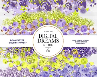 MAGIC EASTER Brush Strokes, Boho, Cepillos digitales, huevos de Pascua, Clip Art, Planner Stickers, Easter Bonny, Planner girl, Easter Planner.