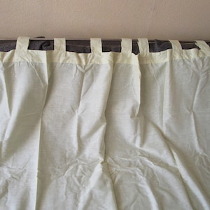 Tab top curtain panel W 51" x L 82" Semi sheer curtain very light green color.  Vintage Scandinavian Light Curtain. Curtain with rod pocket.