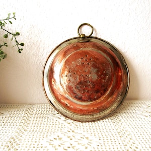 Old Copper Strainer Scandinavian Swedish Copper Colander Rustic Primitive Copperware Farmhouse Country Kitchen Wall Décor Vintage Utensil