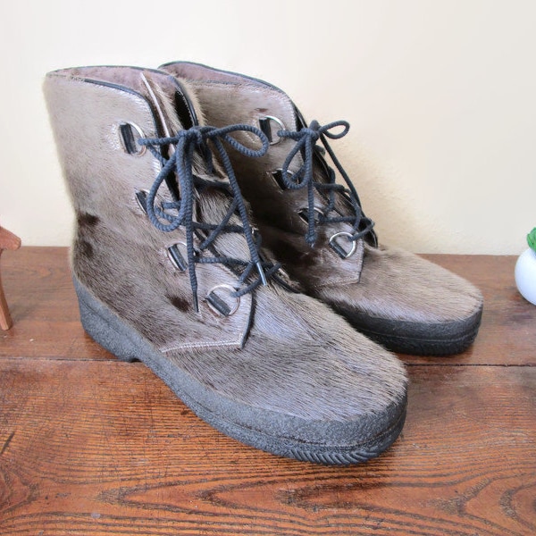 Vintage skandinavische Stiefel Rentier Pelzstiefel Winter Winter Schneestiefel Grunge Grunge // US 9,5 W // US 8,5 M // UK 7 // Unisex