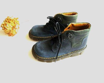 Made in England Dr. Martens Boots The Original Y2K Vintage Blue Genuine Leather, Size: Kids UK12, US13, EU31