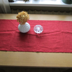 LONG Linen Table Runner Red Table Runner Table Topper Scandinavian Modern Design Table Runner Table Linens Fall Décor Christmas Gift