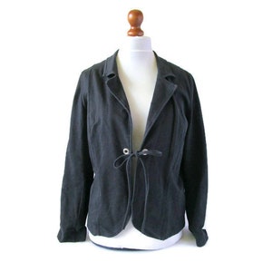 00s Vintage Schwarzer Blazer Schwarze Strickjacke Schwarze Baumwoll Strickjacke Taillierte Strickjacke Klassische Jacke Stretch Jacke Größe Large XL