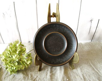 ONE! ARABIA of Finland RUSKA Saucer 5.7&quot; Plate Small Plate Candle Tray Designed by Ulla Proscope Brown Stoneware Ceramic Scandinavian Design