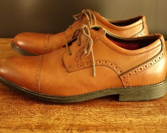 Oxfords Mens Shoes Brown Rockport Leather Shoes Men Leather Lace up High Quality Shoes Size US men 10.5, Eur 44.5, UK 10; 28.5cm