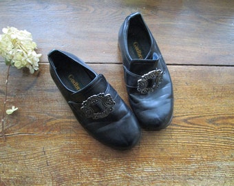 Vintage norweskie buty BUNAD, czarne skórzane buty ze srebrnymi metalowymi klamrami, dla chłopców i dziewcząt, tradycyjne norweskie stroje narodowe, rozmiar EU 32