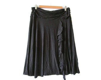 Black Skirt Wolman . Summer Skirt . Jersey Skirt . Below Knee Skirt . Loose Fit Skit . Casual Everyday Skit. Size XL