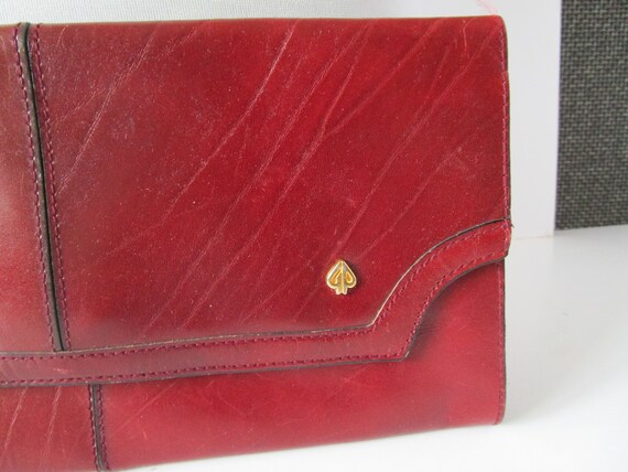 Burgundy Red Real Leather Vintage Purse Clutch Ge… - image 6