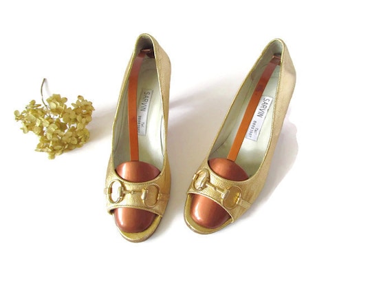 open toe gold shoes