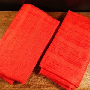 Beautiful Set of 2 Vintage Curtains Each L 155cm x W 150 cm / L 61 &#39;&#39; x W 59 &quot; Red Orange Curtains Panels Scandinavian MCM Modern Design