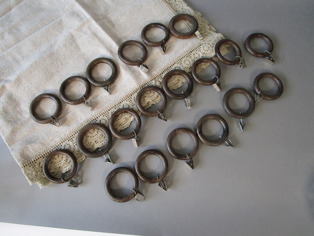 Vintage Plastic Wooden Look Curtain Rings Set of 20 Old Scandinavian ...