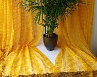 60s Vintage MCM Curtains each L 221cm x  W 164cm / 64 '' x 87 " Yellow Orange Long Curtains Retro Mid Century Curtains Scandinavian Design