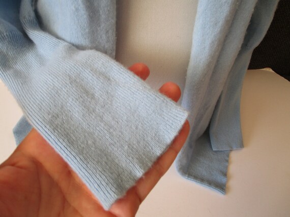 90s Vintage Pure Soft Cashmere Sweater Sky Blue L… - image 8