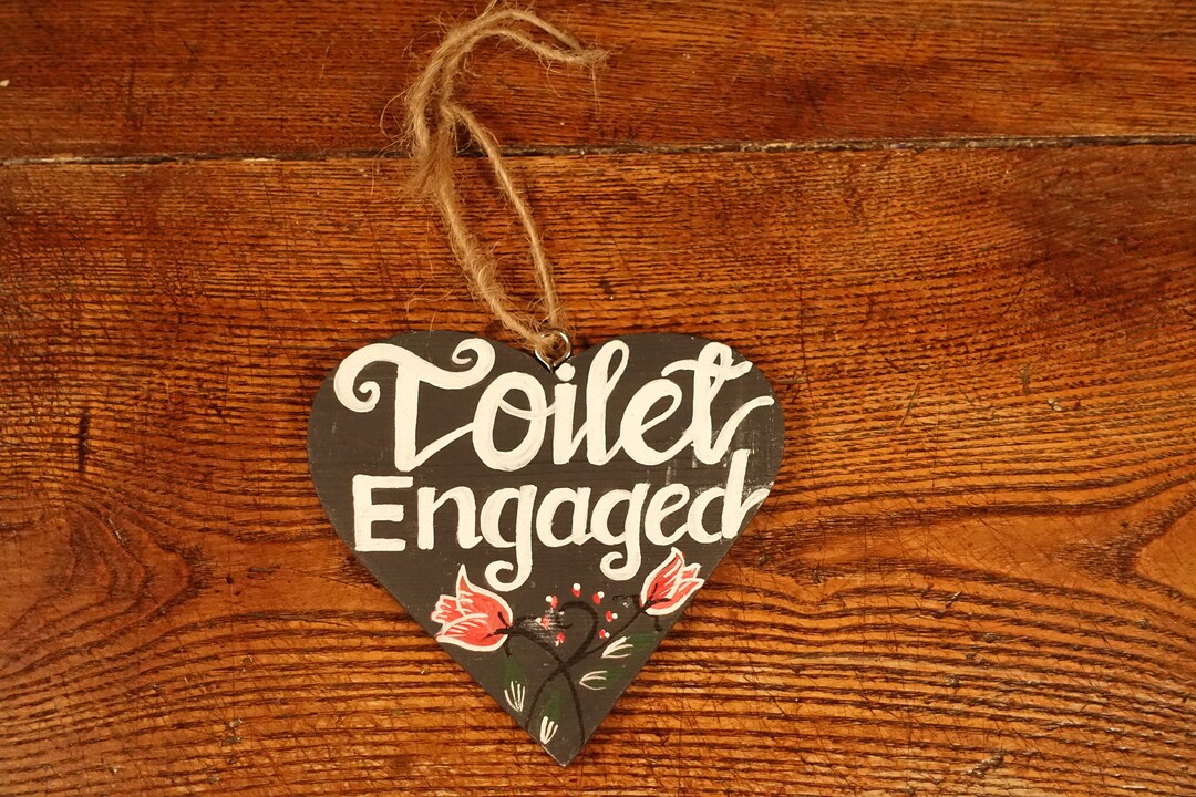 Toilet Sign Toilet Engaged Toilet Vacant Heart Shape Wooden Etsy