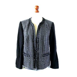 Gerry Weber Women&#39;s blazer Tweed blazer Tweed jacket Classic Blazer Elegant Black and White Dressy Blazer Suit Jacket Size US14 GB18 Eur44