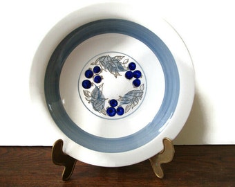 Vintage raro RORSTRAND Suecia GILLE plato de sopa coleccionable azul blanco plato pintado a mano diseño escandinavo diseño Scandi