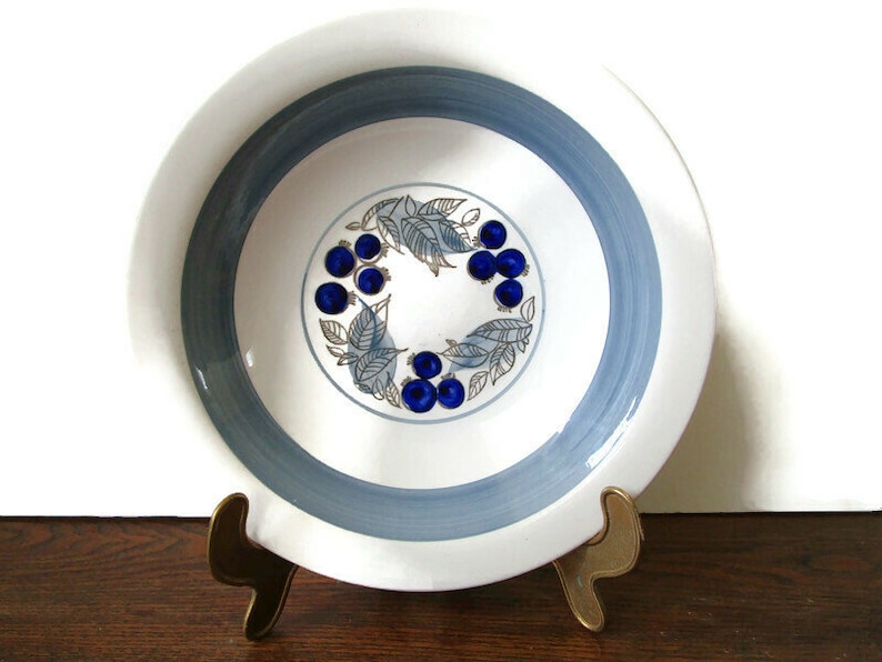 Vintage zeldzame RORSTRAND Zweden GILLE Soup Plate Collectible Blue White Plate Hand Painted Plate Scandinavisch Design Scandi Design afbeelding 1