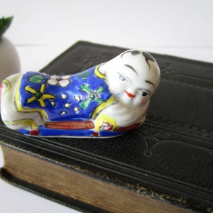 Vintage Chinese Porcelain Figurine Boy Figurine Monk Figurine Hand Painted Blue White Oriental Ornament Chinese Vintage Goods Unisex Gift
