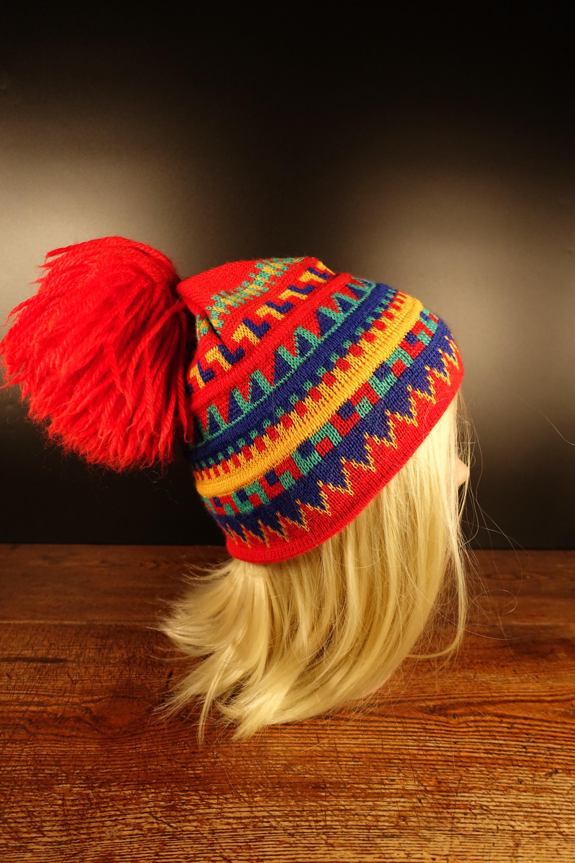1980s Ski Pom Hat - Etsy display picture 1