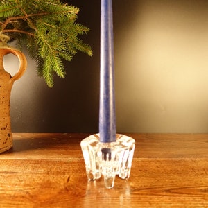 Vintage Glass Candle Holder Textured Glass Candlestick Scandinavian Art Glass Ice Glass Candleholder Mid Century Modern Home Decor Gift