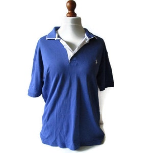 Polo Ralph Lauren Vintage Blue Polo T Shirt Size Large Men blue Top Vintage Menswear Casual Polo Shirt