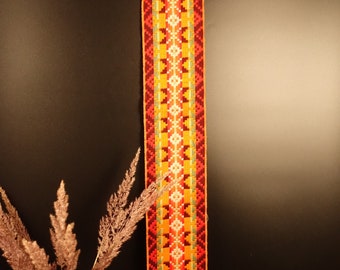 Fall Décor Bell Pull Norway . Folk Art Wool Tapestry Hand Made Bohemian Farmhouse Style Woven Home Wall Décor Norwegian Gift Ready To Hang