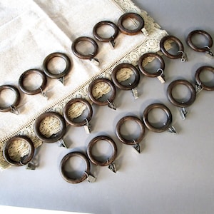 Vintage Plastic Wooden Look Curtain Rings set of 20 Old Scandinavian Drapery Clips 6cm Swedish Curtain Pegs  Farmhouse style Home Decor