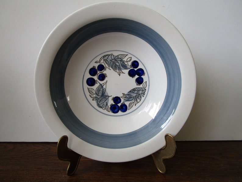 Vintage zeldzame RORSTRAND Zweden GILLE Soup Plate Collectible Blue White Plate Hand Painted Plate Scandinavisch Design Scandi Design afbeelding 3