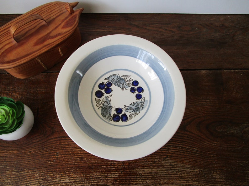 Vintage zeldzame RORSTRAND Zweden GILLE Soup Plate Collectible Blue White Plate Hand Painted Plate Scandinavisch Design Scandi Design afbeelding 10