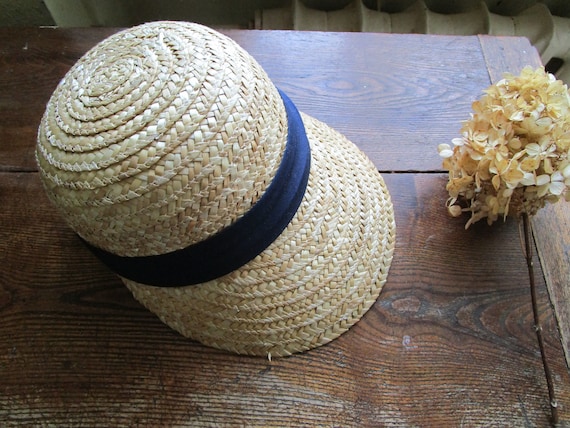 Vintage Real Straw Hat Golf Visor Scoop Panama St… - image 1